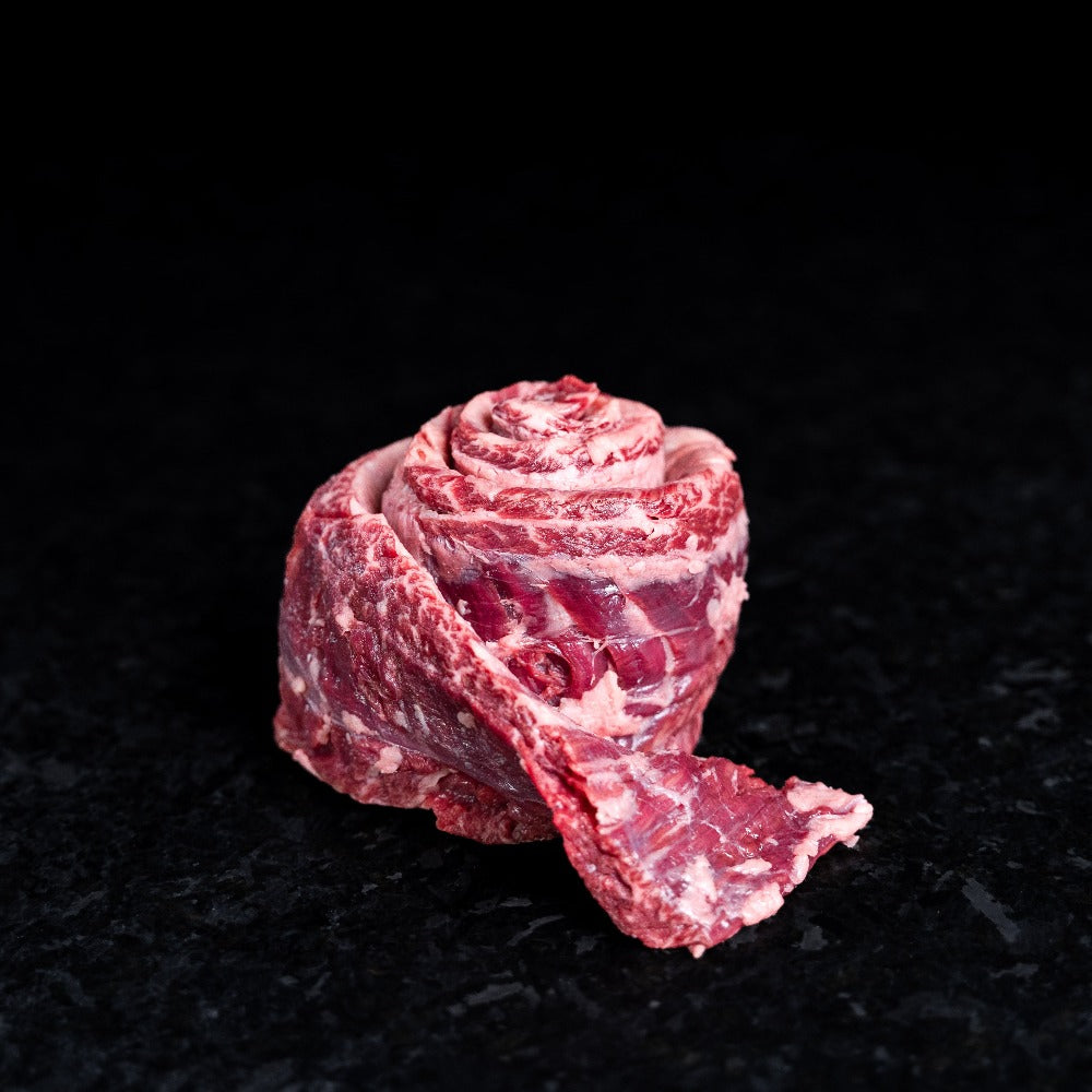 American Wagyu skirt steak with deep marbling and bold flavor, ideal for grilling, tacos, or stir-fry