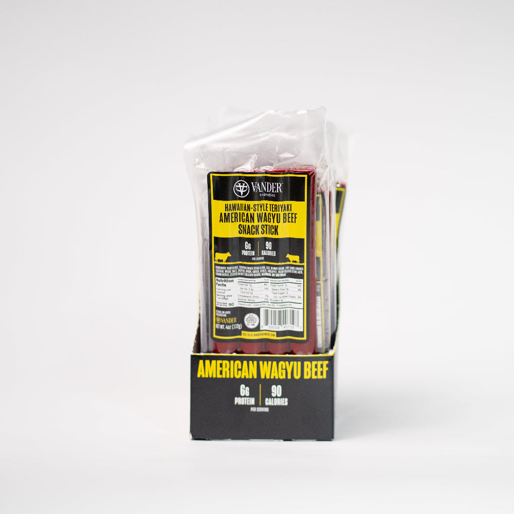 Packaged American Wagyu beef on a white background