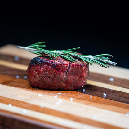 Tender American Wagyu filet mignon steak with fine marbling, perfect for pan-searing or grilling