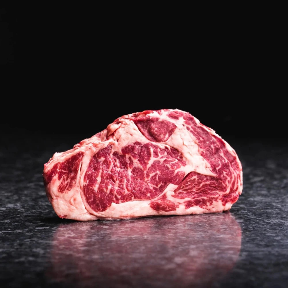 American Wagyu ribeye steak with rich marbling, perfect for grilling or pan-searing