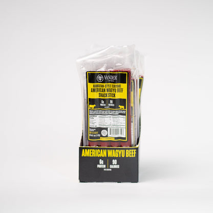 Packaged American Wagyu beef on a white background