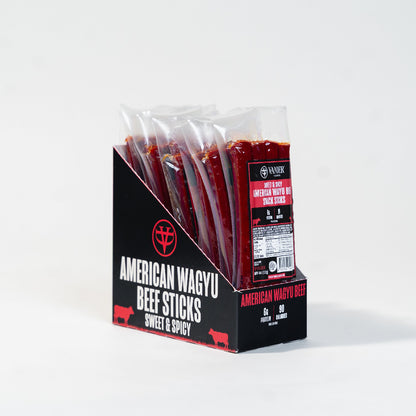 Packaging of American Wagyu Beef Sticks on a white background